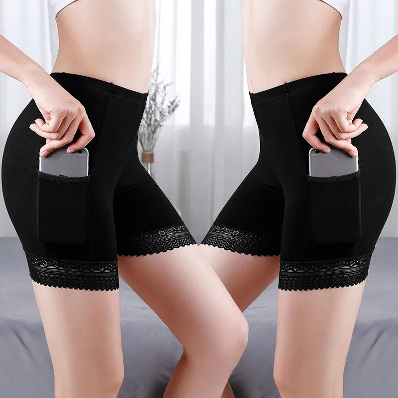 Safety Pants Anti-light Pockets Women's Summer Large Size Insurance Pants Women's Skin-friendly Breathable Thin Three-point Leggings Women's Thin Section