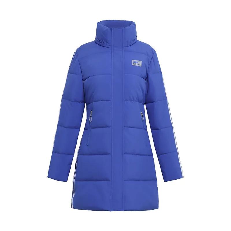 Women Winter Thickening Coats Hooded Jackets Stripes Plus Size Warm Mid-length Slim Padded Jacket Medium Long Bright Color Girls Student Coat