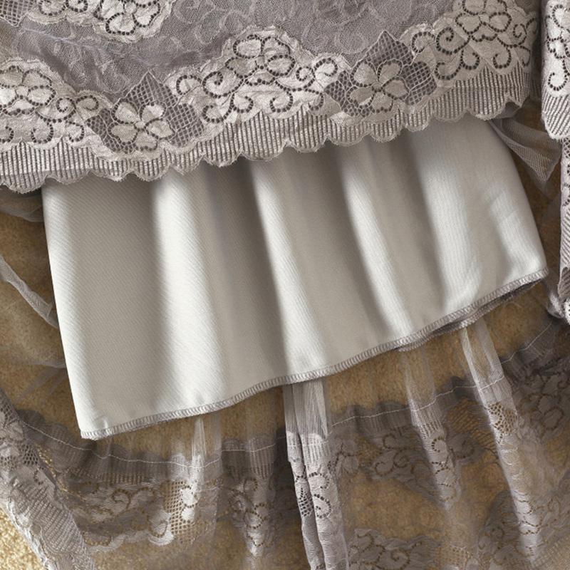 Woman's Mid-length Yarn Skirt Elastic Waist Printed Lace High Waist A-line Skirt Pleated Skirt Work Travel
