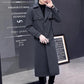 Spring Long Over Knee Windbreaker Men Slim Jacket V-neck Casual Coat Trend Parka for Youth