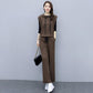 Suit Women's Temperament Is Thin Wide-leg Pants Casual Women's Three-piece Loose Wide-leg Pants + Hooded Sleeveless Waistcoat + Lining