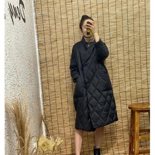 Large Size Down Cotton Jacket Women Mid-length Korean Fashion Stand-up Collar Loose Solid Color Warm Jacket