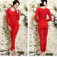 Ladies Thermal Underwear Winter Suit Thin Autumn Clothes Trousers Bottom Round Neck Body Shaping Tights