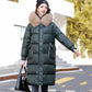 Women's Glossy Loose Down Jacket Mid-length Korean Thick Coat Warm Cotton Coat with Big Fur Collar Winter Quilted Jacket