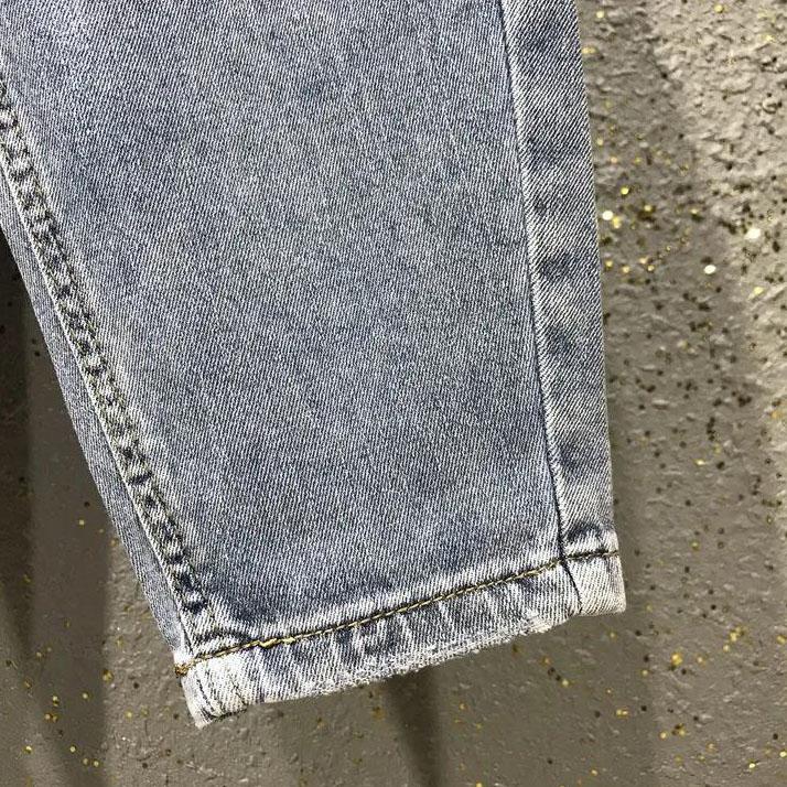 Women's Large Size Rhinestone Denim Overalls Solid Color Cropped Pants Spring and Summer Loose Ripped Harem Wide-leg Jumpsuit