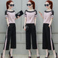 Two-piece Suit Women's Short-sleeved T-shirt Wide-leg Pants Two-piece Loose Casual Suit Fabric Lightweight Breathable Temperament Fan Two-piece Suit