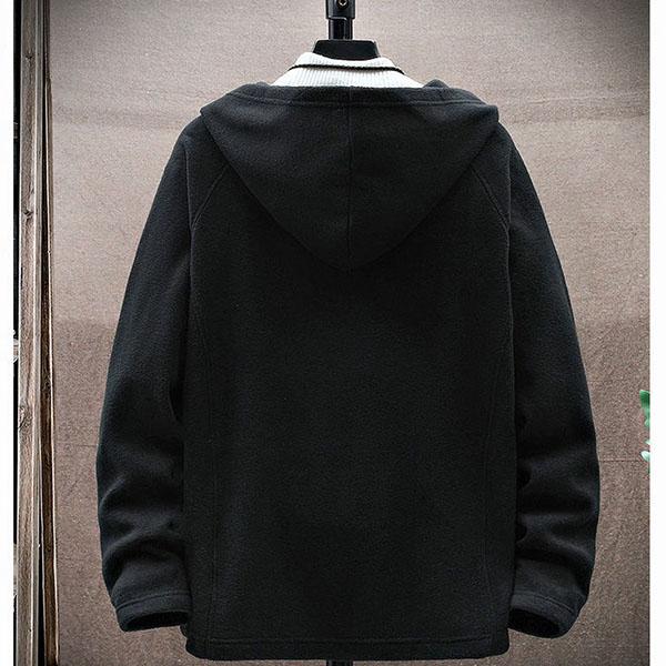 Spring Men's Jacket Polar Fleece Double Sided Fleece Lightweight Warm Jacket Hooded Sweater Loose Outdoor Casual Jacket