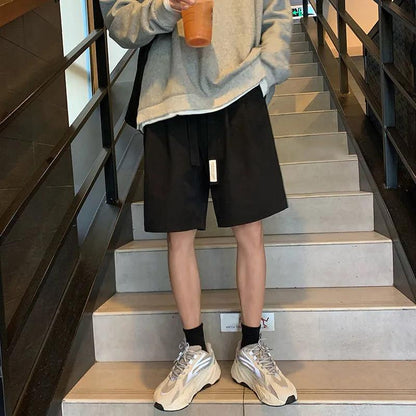 Summer Men's Black Ice Silk Quick-drying Suit Shorts Loose Five-point Pants Casual Pants