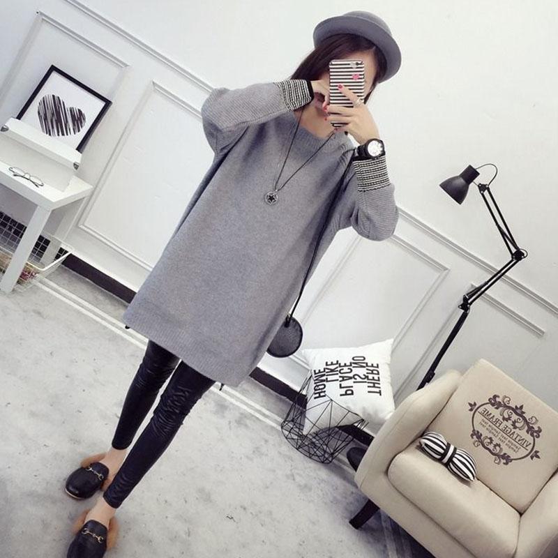 Autumn and Winter Thick Fashion Sweater Wild Knitted Loose Top Mid-length Casual Women Sweater