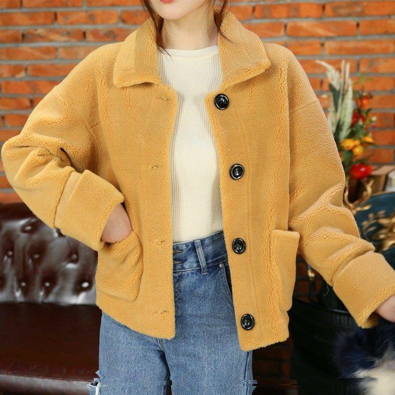 Women's Granular Fur Imitation Coat Thickened Small Grain Fur Integrated Loose Short Winter Coat