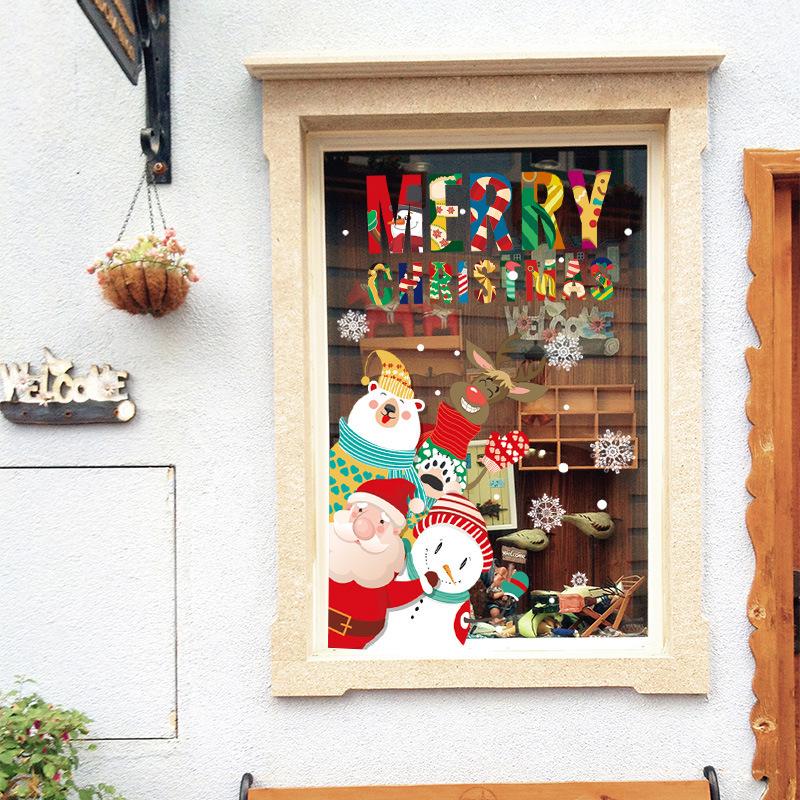 Santa Claus wall stickers greet Christmas window glass layout background decorative wallpaper