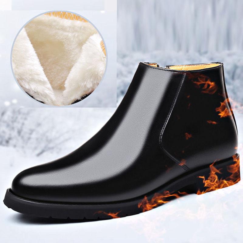 Martin Boots Men's Leather Short Boots Winter Plus Velvet Warm High-top Cotton Shoes British Tooling Boots