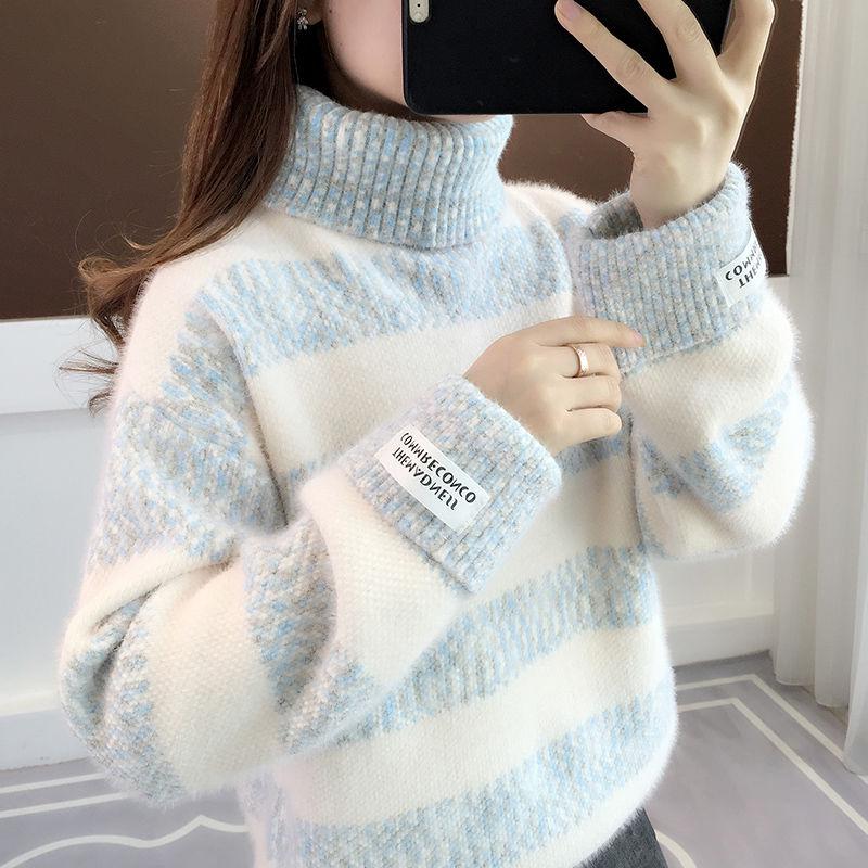 Fall/winter High-neck Pullover Sweater Loose Outer Wear Student Thickened Bottoming Shirt Women