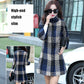 Women's Woolen Coat Winter Autumn  Winter Mid-length Slim-fit Large Size Plaid Coat Stand Up Collar Tweed Jacket