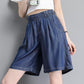 Tencel Denim Shorts Female Summer A-line High Waist Loose Ice Silk Straight Pants Wide-leg Five-point Pants