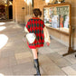 Red Sweater Women Loose Pullover Student Knit Sweater Students All-match Casual Lapel Diamond Print Knitted Sweater Outer Wear Autumn Winter