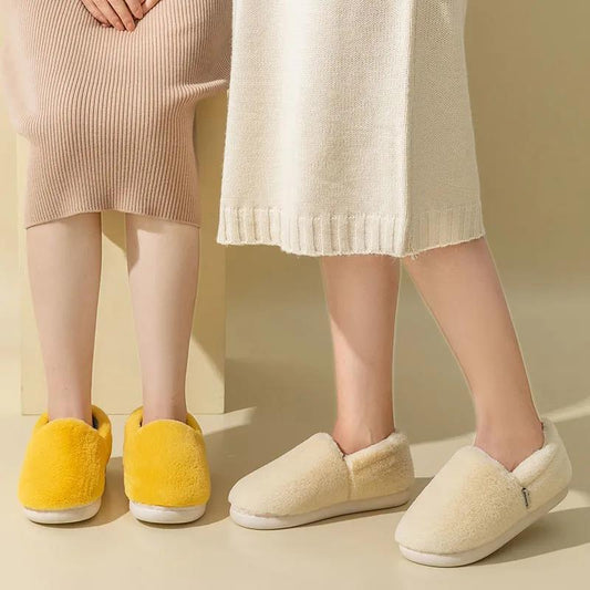 Winter House Women Fur Slippers Soft Memory Foam Sole Cute Cartoon Bedroom Ladies Fluffy Slippers Couples Plush Shoes