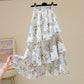 Half-length Skirt Summer Floral Irregular Ruffled Wild A-line Super Fairy Cake Skirt Female Layered Irregular Skirt Fabric Light and Breathable