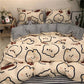 Brand New Washed Cotton Cartoon Quilt Cover Sheet Four-piece Cute Bedding