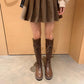 Soft Leather Boots 2021 Autumn and Winter Knight Boots Tall But Knee Boots Are Thin Martin Boots