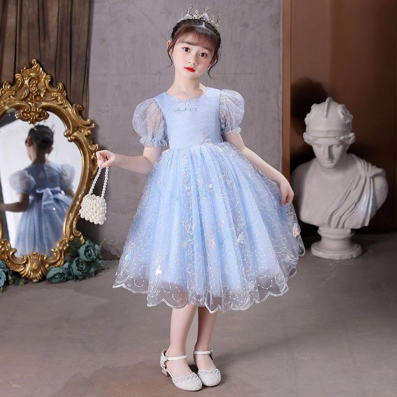 Girls Clothing Dress Fluffy Net Yarn Cute Western Catwalk Costumes Host Temperament Dress
