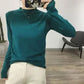 Core Spinning Spring and Autumn Loose Bottoming Shirt Short Long Sleeve Casual Knitted Sweater Women Half High Collar