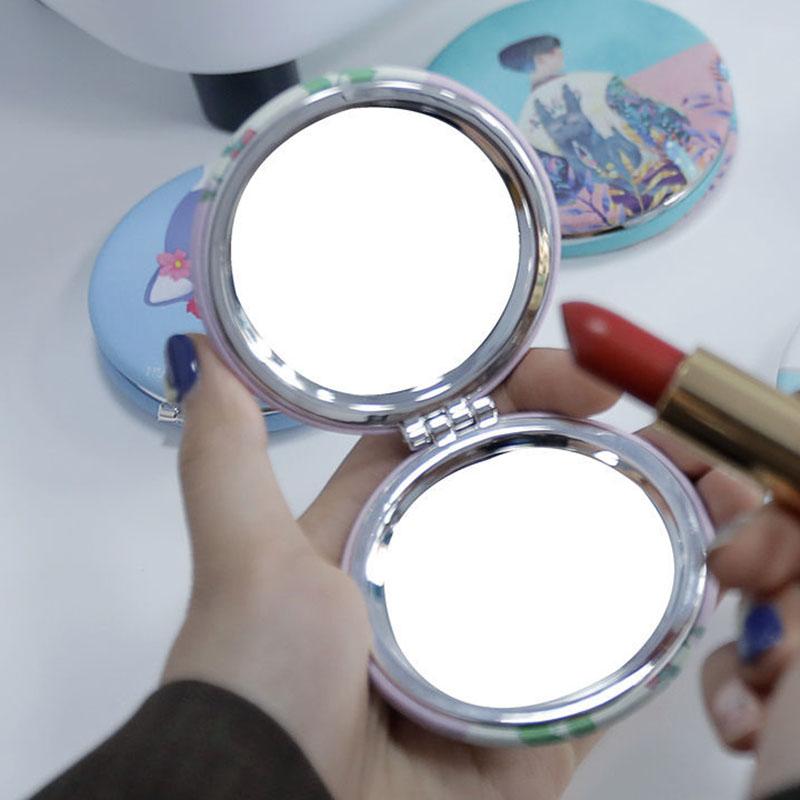 Portable Double-sided Mirror with Flip Cover HD Thin and Light Cartoon Ladies Makeup Mirror Collapsible Must-have Makeup for Travel Appointment