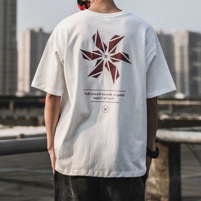 Summer Short-sleeved T-shirt Male Personality Round Neck Chinese Printing All-match Loose Student Compassionate