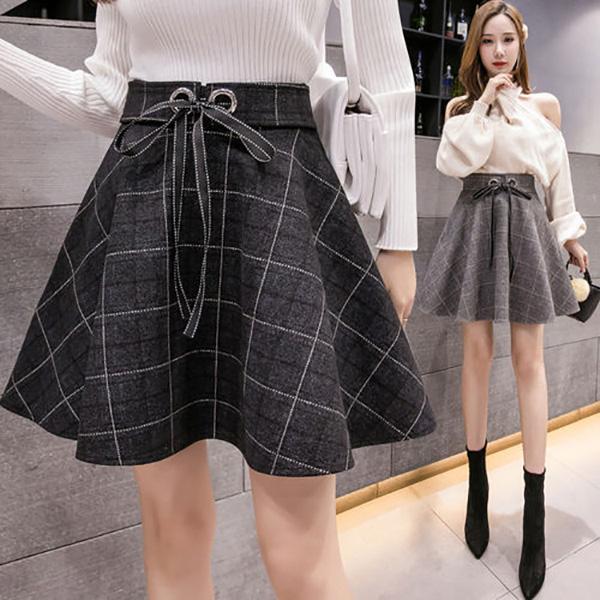 Two Layers Anti-glare Back Zipper  Women's Clothing High Waist Buttocks Bow Lace Plaid Skirt Ruffle Short Skirt A-line Skirt