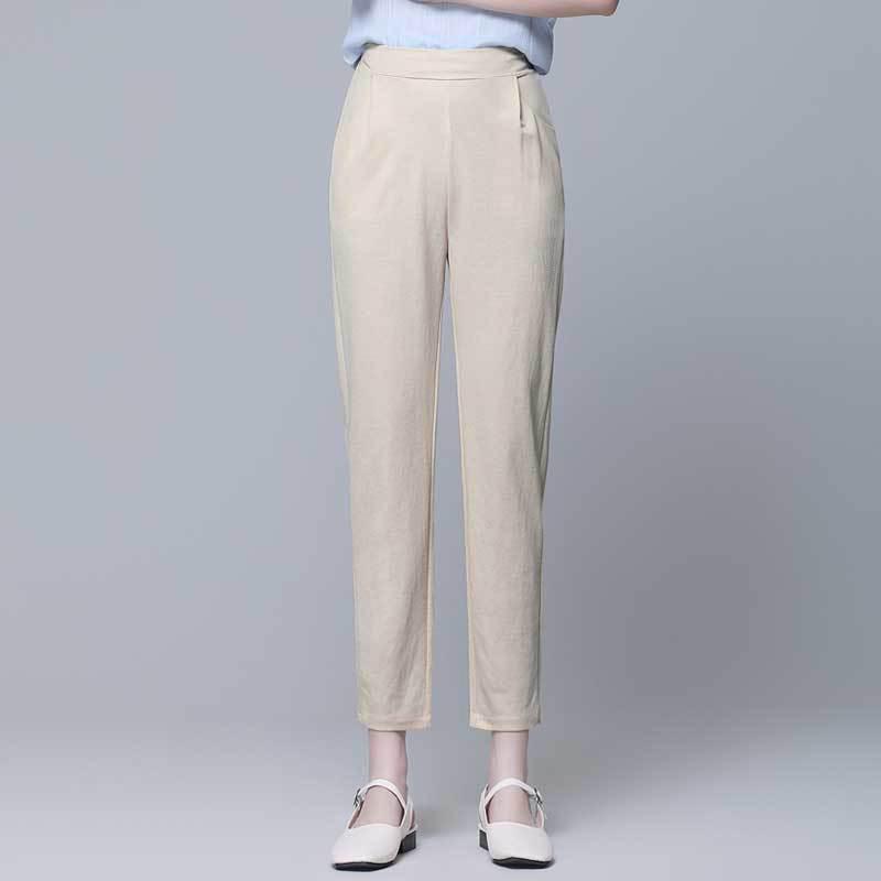 Summer Nine Points Loose Thin Large Size High Waist Korean Version White Pencil Pants Thin Black Casual Pants Women's Clothing
