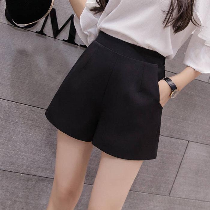 Women Elasticated High-waist Chiffon Shorts Anti-light Thin Students Casual Mini A Pants