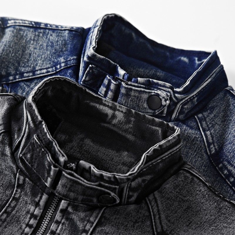 Denim Jacket Men's Korean Style Slim Casual Jacket Men's Autumn and Winter Plus Velvet Thickening Retro Washed Men's Clothing