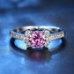 Diamond Ring Three Heart Engagement Ring and Oval Zircon Ring Princess Ring Pink Simple Gem Engagement Ring