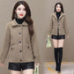 Mid-length Winter Ladies Lapel Lamb Velvet Jacket Thickened and Enlarged Loose Long-sleeved Plush All-in-one Jacket