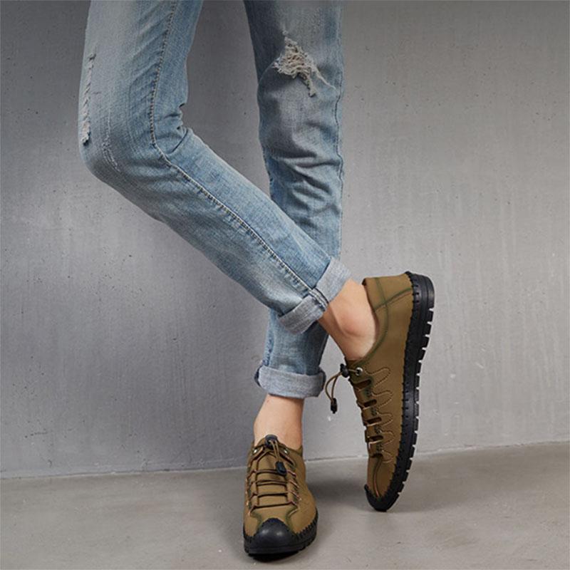 Men's Cowhide Leather Shoes Breathable Non-slip Wear-resistant Driving Shoes High-quality Hand Stitched Trendy All-match Sports Pedal Shoes