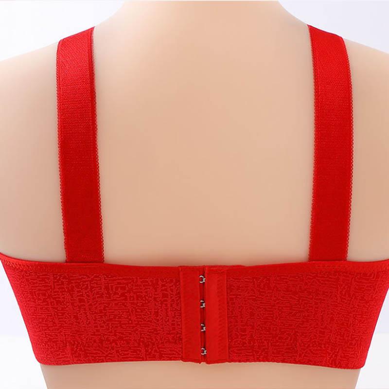 Women Plus Size Lace Thin Jacquard Light Comfortable Breathable Sexy Beautiful Back Gather Support Prevent Sagging No Steel Ring Cotton Bra