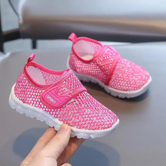 Children's Summer Hollow Out Mesh Shoes Boys and Girls Non Slip Soft Sole Casual Light Sports Flat Shoes