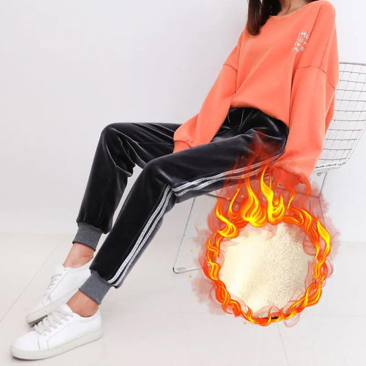 Autumn and Winter Plus Velvet Thickened Sweatpants Women Loose Bottoming Guard Pants Feet Leisure Rhyme Daharem Pants Women