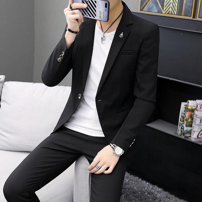 Men's Slim Fit Suits Teenagers Handsome Fashion Suits Casual Trend Suits