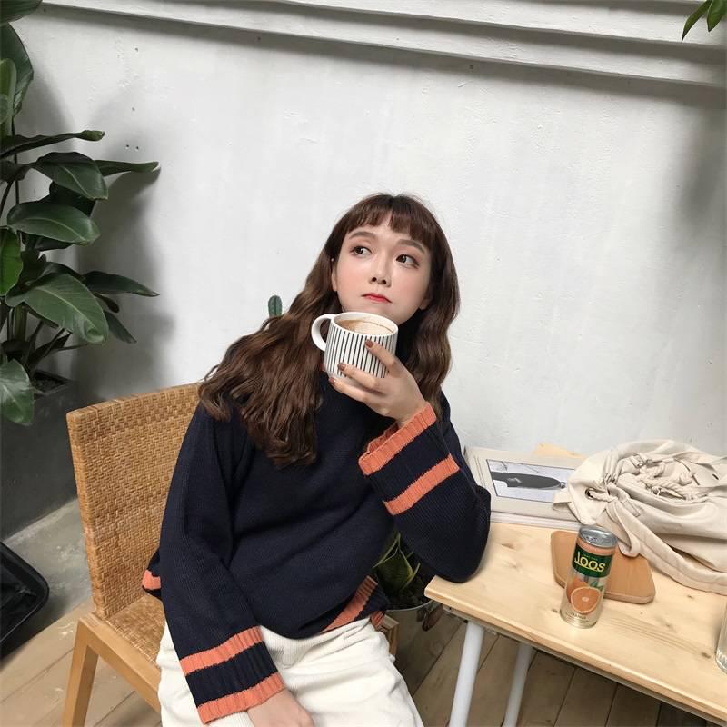 Pofulove Autumn Winter Sweater Female Korean Loose Was Thin Lazy College Style bottoming Sweater