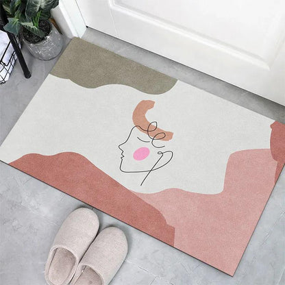 Household Door Pad Floor Door Entrance Door Minimalist Line Feeling Dirty Foot Pad Bathroom Water Absorption Anti-skid Door 50 * 80/60 * 90cm