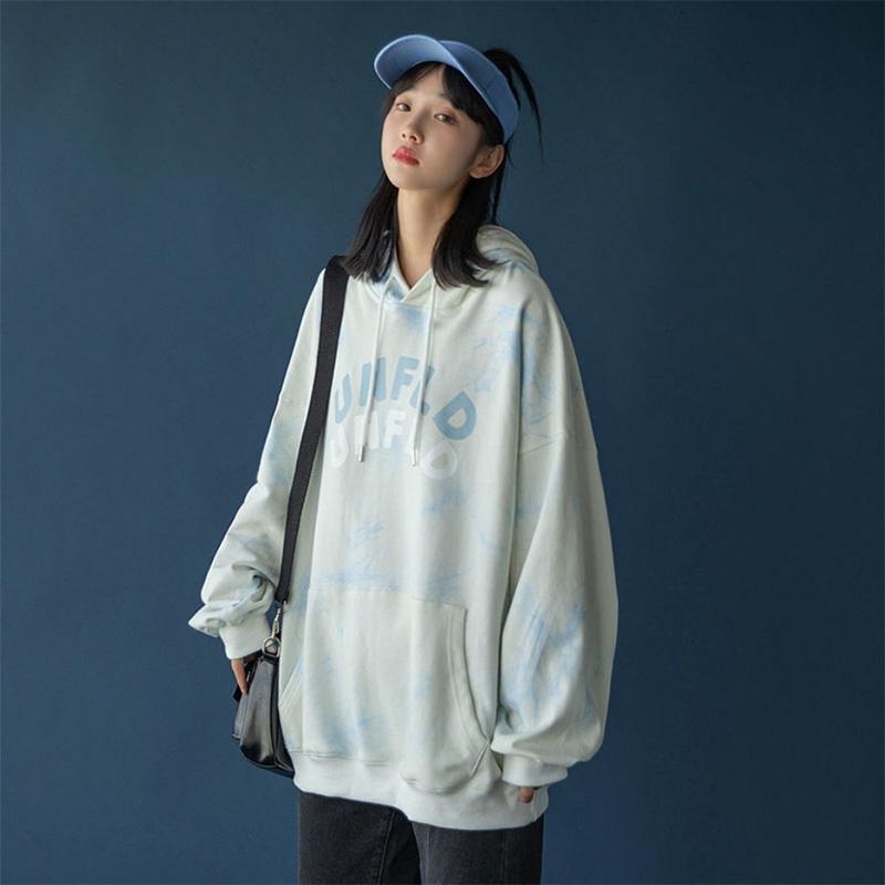 Tie-dye Sweater Women's Thin Section Long-sleeved Sweater Pullover Loose College Style Top Coat Trendy