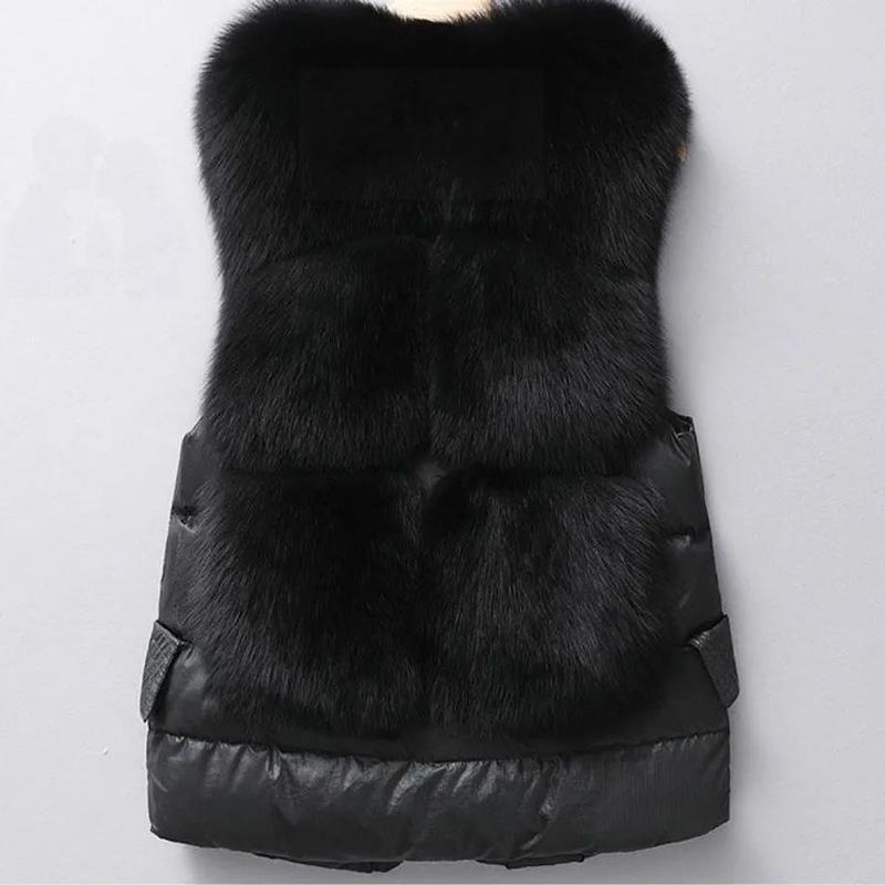 Short Down Jacket Women Imitation Fox Fur Vest Vest Women Winter Vest Jacket Women Warm Sleeveless Jacket