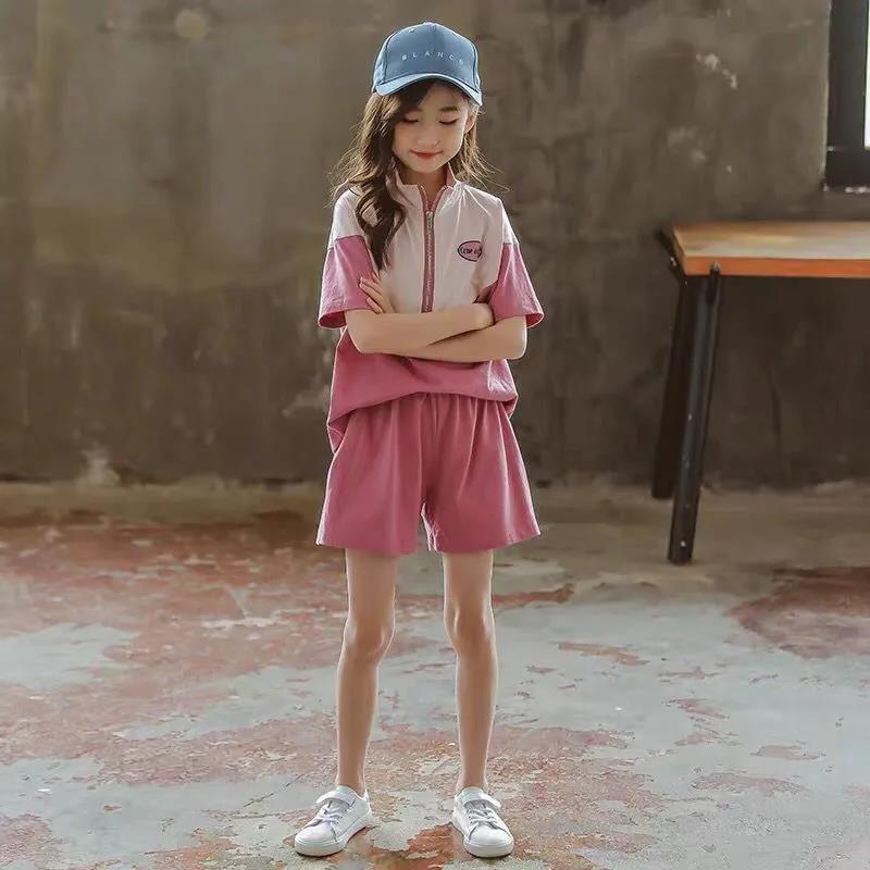 Girls' Summer Suits Children's Fashion Western Style Sports Net Red Summer Clothes Children's