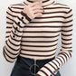 High Neck Women's Sweater Autumn Winter Striped Slim Fit Tight Sexy Long-sleeved Knitted Sweater