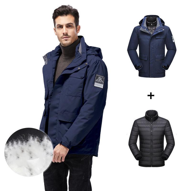 Men's and Women's Outdoor Jackets Winter Waterproof and Windproof White Duck Down Jacket Ski Mountaineering Two-piece Jacket