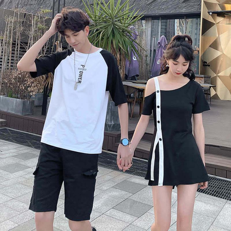 Pure Cotton Short-sleeved T-shirt Loose Men's Round Neck Teenager Korean Trend Men's Five-point Sleeve Top Clothes