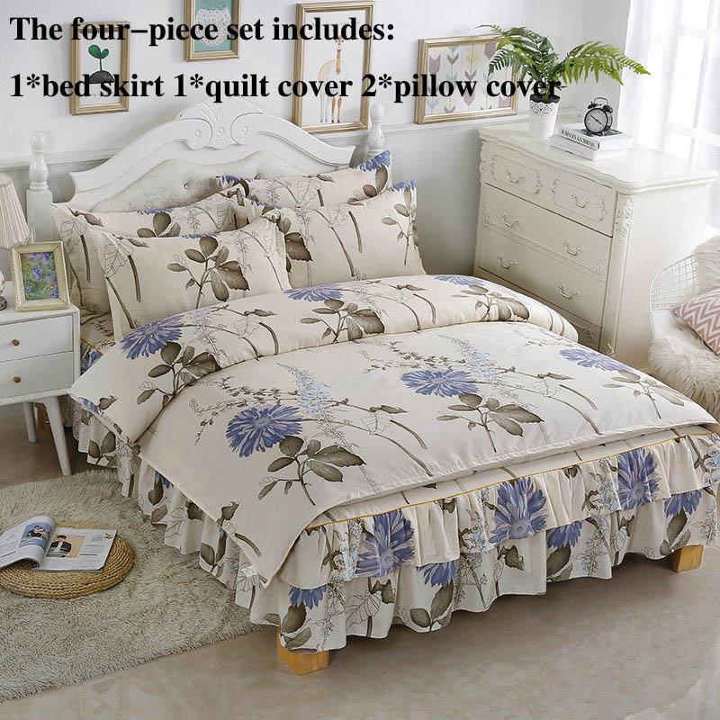 Four-piece Bed Skirts Bedspreads Bed Covers Pillowcases Non-slip Children's Sheets Bedding Fresh Air Girls