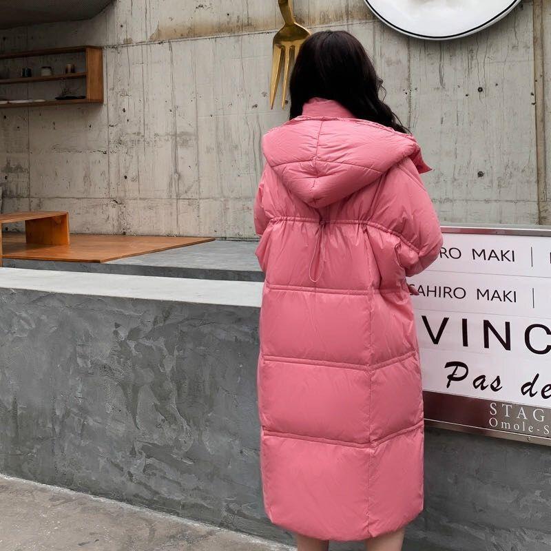 Mid-length Loose Bread Jacket White Duck Down Jacket Women Long Over The Knee Thick and Warm Loose