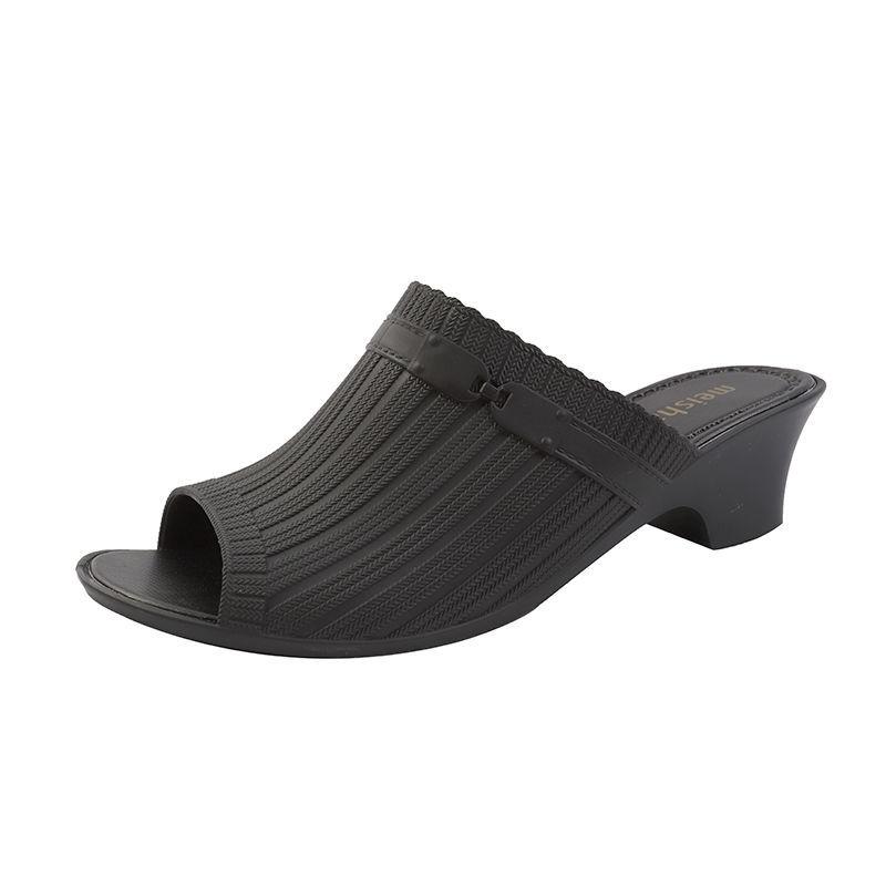 Summer Fashion Fish Mouth Slope with Half Slippers Women Summer Wear All-match Thick Heel Korean Slippers Women